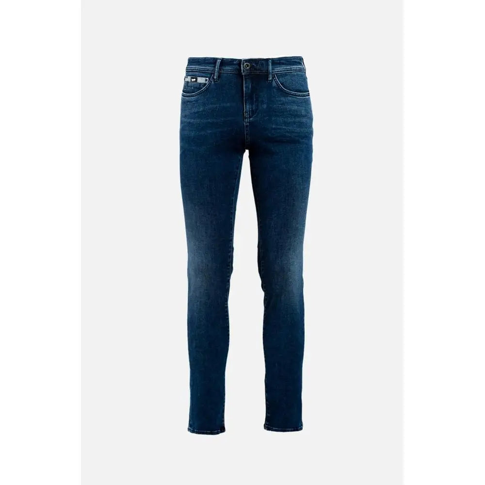 Gas Blue Cotton skinny jeans i mørkeblå denim med slim fit og subtil fading