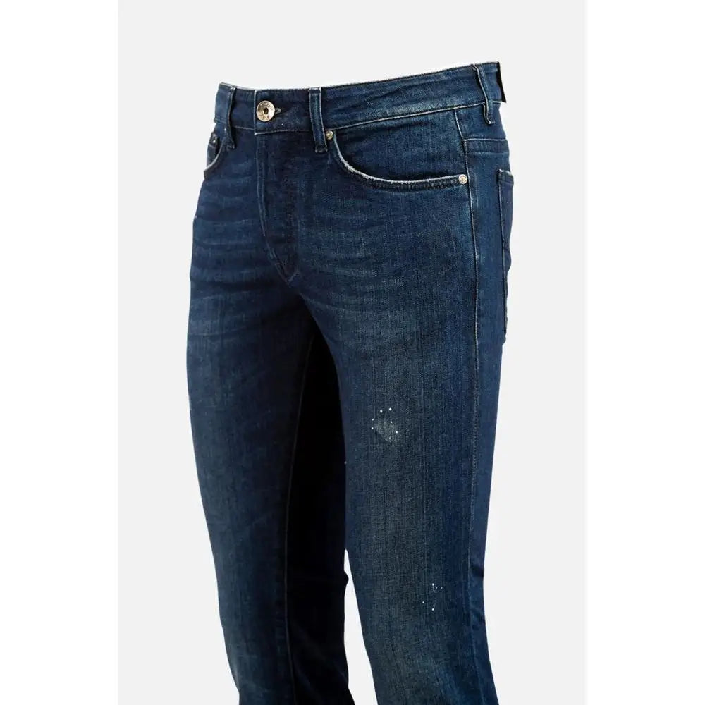 Gas Blue Cotton Slim Fit Jeans i mørkeblå denim med slank pasform og subtile slidte detaljer