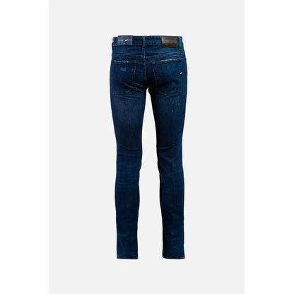 Gas Blue Cotton slim fit jeans i mørke indigo med subtile distressed detaljer