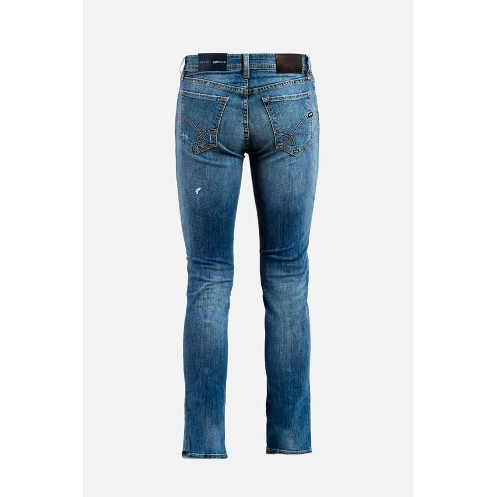 Gas Blue bomulds straight-leg jeans i blå denim med slim pasform