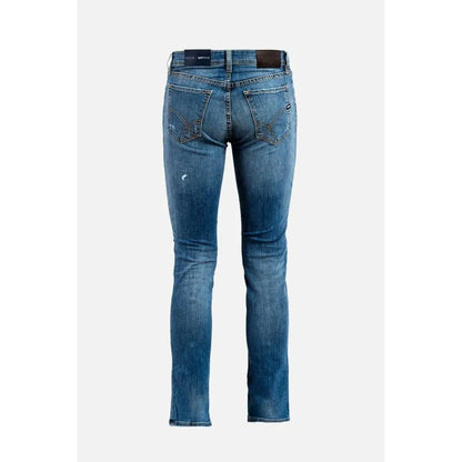 Gas Blue bomulds straight-leg jeans i blå denim med slim pasform
