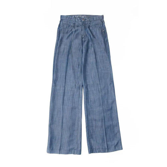 Gas blue glass pants i blå denim med viddet ben og afslappet silhuet