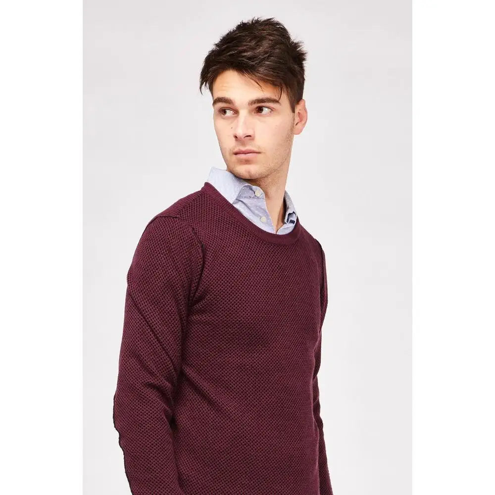 Gas Bordeaux uldsweater i bordeaux med marmoreret strik og rund hals