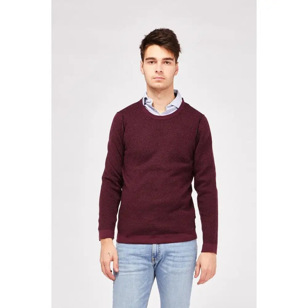 Gas Bordeaux uldsweater i bordeaux med marmorert strikket tekstur og rund hals