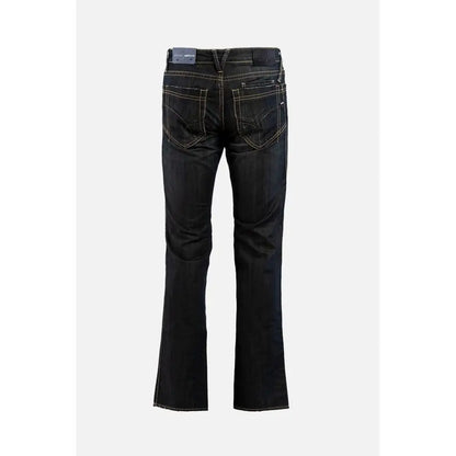 Flared black denim jeans med hvid syning, outlet mærkevarer 100% originale