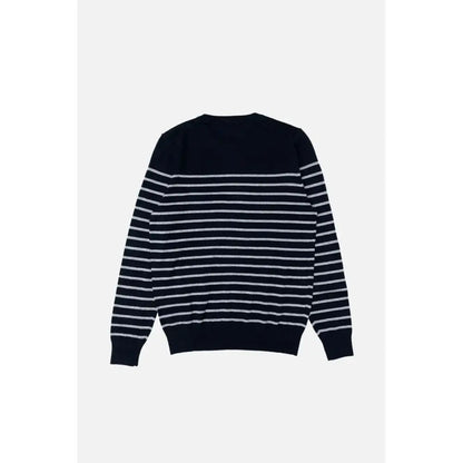 Gas navy blue bomulds cashmere sweater med vandrette striber
