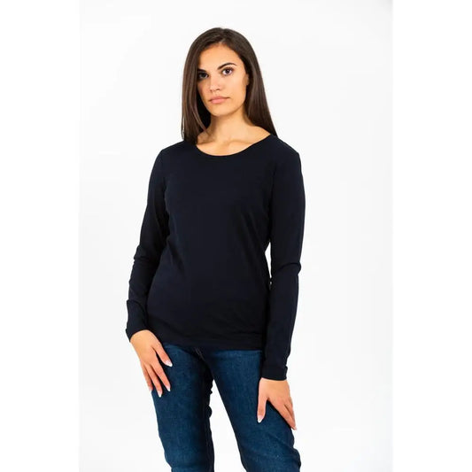 Navy blue cotton langærmet T-shirt fra Gas med rund hals