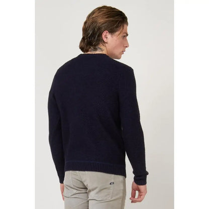 Gas navy blue marabou sweatshirt med ribbed manchetter og kant