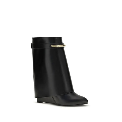 Givenchy sorte læder ankle boots med guld buckle, 100% originale brands