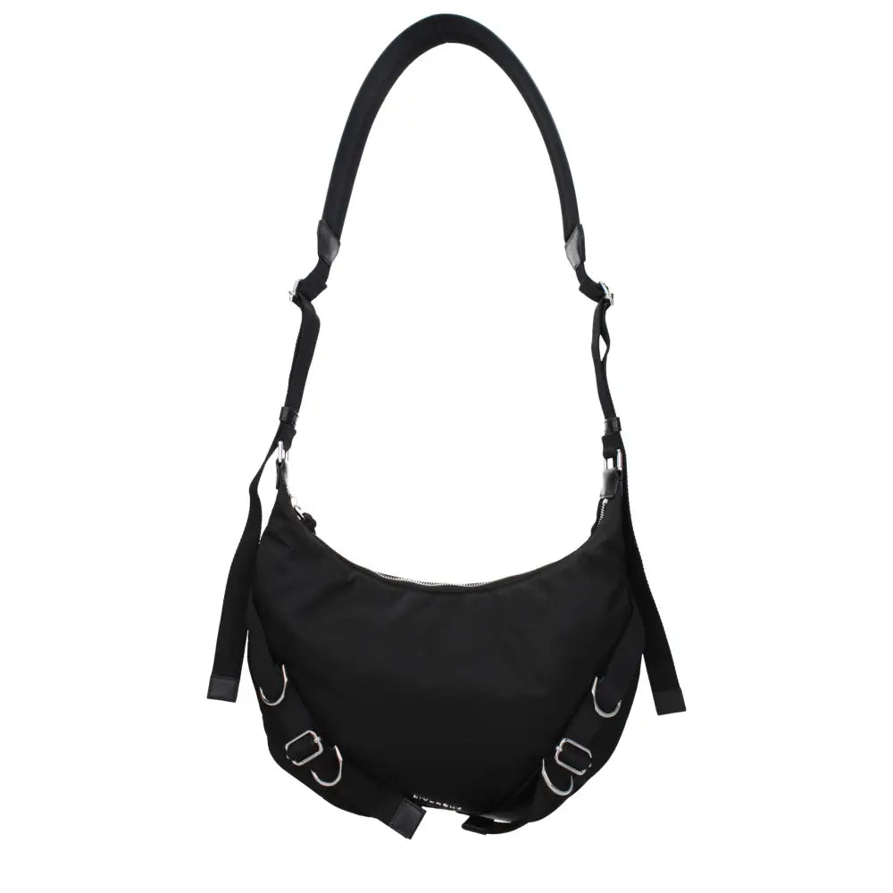 Sort Givenchy nylon crossbody i sort nylon med minimalistisk design og sølv hardware