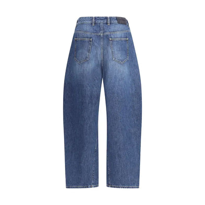 Givenchy oversized jeans i høj talje med wide-leg blå denim og læderpatch. Spar 30-70% på 100% originale brands
