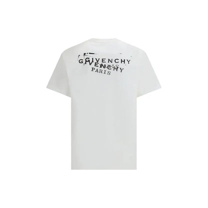 Givenchy hvid bomuldst-shirt med sort distressed logo - outlet mærkevarer, spar 30-70%