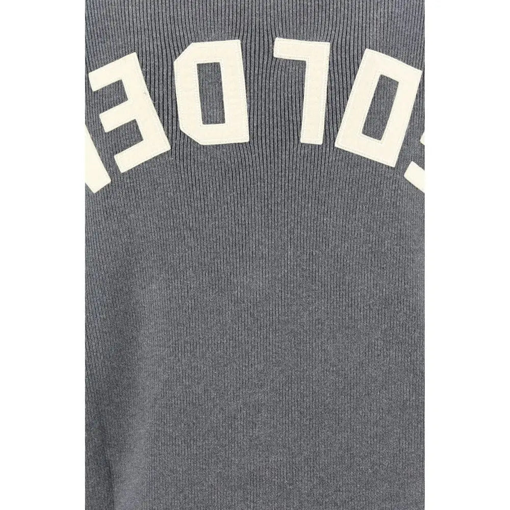 Grå rib-strikket Golden Goose cardigan med cremede buede bogstaver