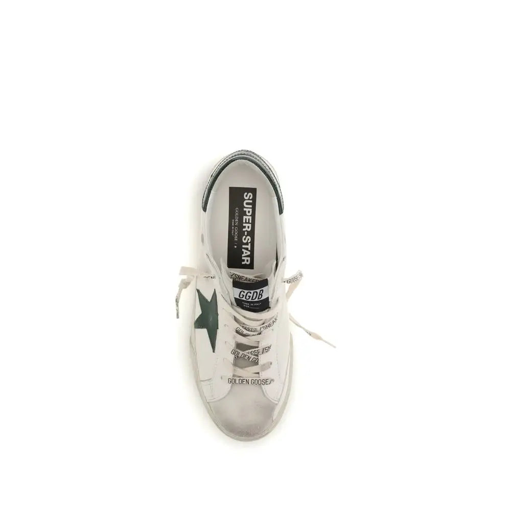 Hvid Golden Goose Bos Taurus low top sneaker i læder med grøn stjerne