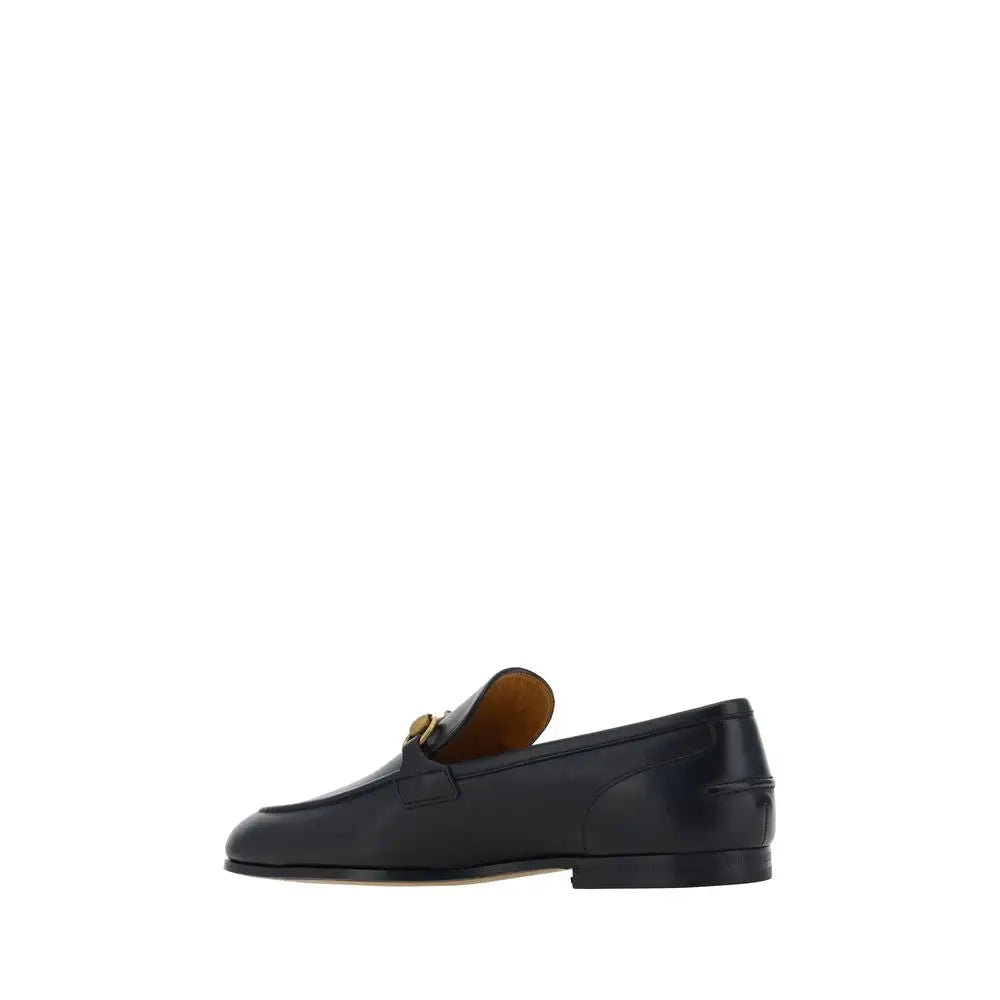 Gucci black calf slip-on loafers med guld hestebit spænde