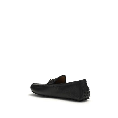 Gucci black calf læder Bos Taurus slip-on loafers med sølv spænde