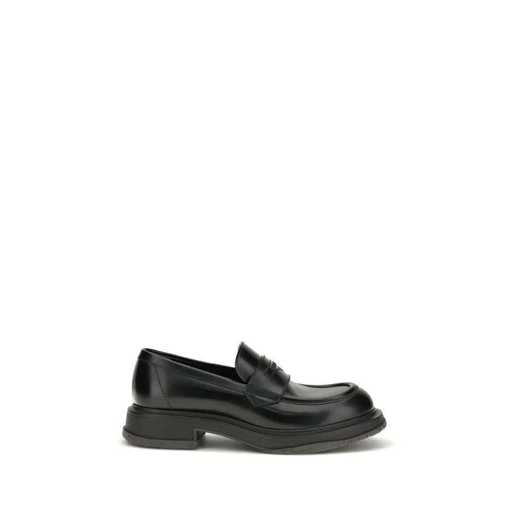Gucci black calf læder Bos Taurus slip-on loafers med glanset finish og chunky sål