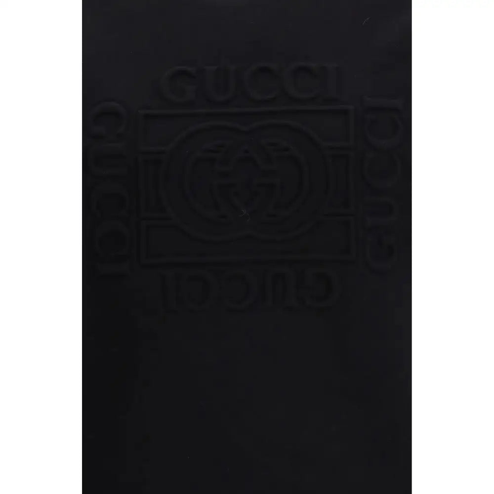 Sort Gucci sorte bomuldssweatshirt med sort Gucci læderpung med logo