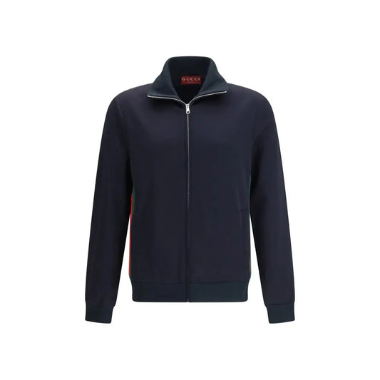 Navyblå Gucci polyester shell jakke med røde og grønne striber