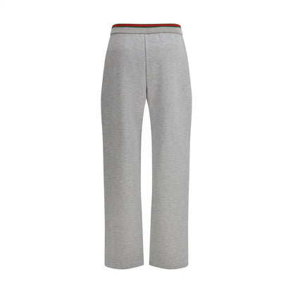 Grå hederede Gucci-sweatpants med rød kontrasttalje, 100% originale brands