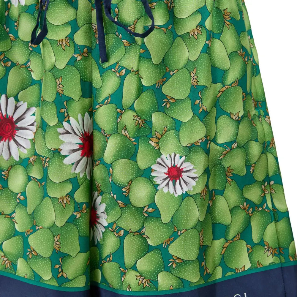 Gucci Green Flower Printed Silk Shorts