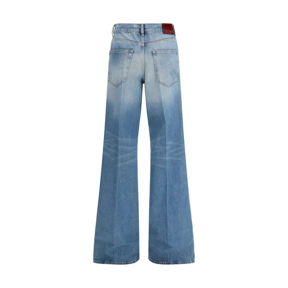 Gucci Light Blue Cotton Flared Jeans - Jeans
