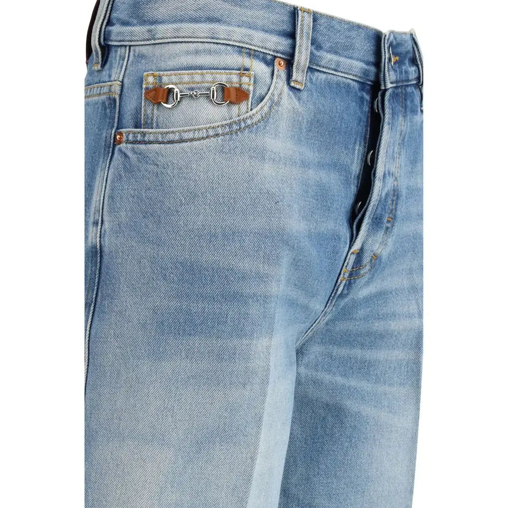 Gucci Light Blue Cotton Flared Jeans - Jeans