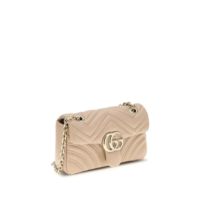 Beige quilted Gucci Marmont mini crossbody med multicolor calf leather