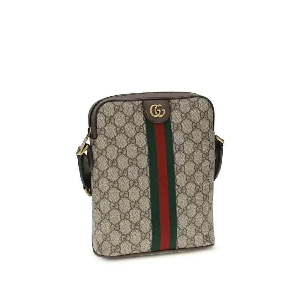 Gucci multicolor fabric skulderpose med beige-brun GG-logo
