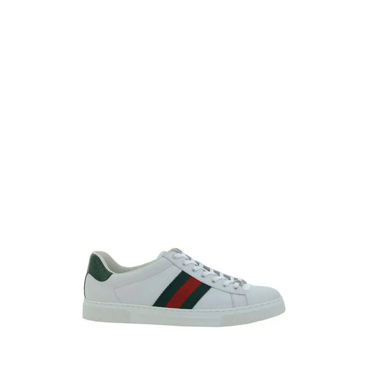 Hvide Gucci sneakers i kalveskind med grønne og røde striber