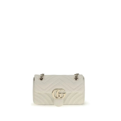 Hvid quiltet læder Gucci Marmont mini crossbody taske, 100% originale brands