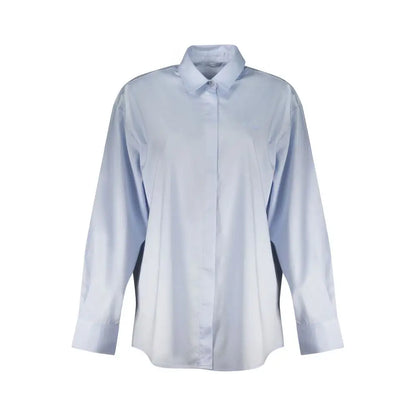Guess Jeans Azzurro cotton women shirt in light blue with long sleeves and classic collar
