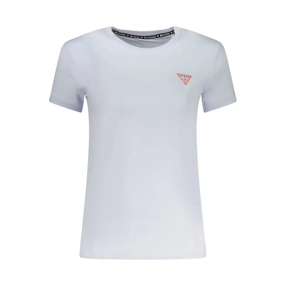 Guess jeans azzurro cotton women t-shirt with red logo and black neckline