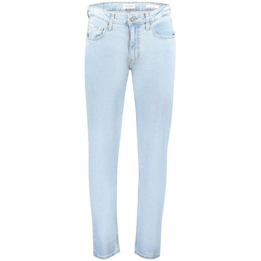 Guess jeans blue cotton mænds jeans i lysvasket denim med straight-leg snit og klassisk femlommedesign