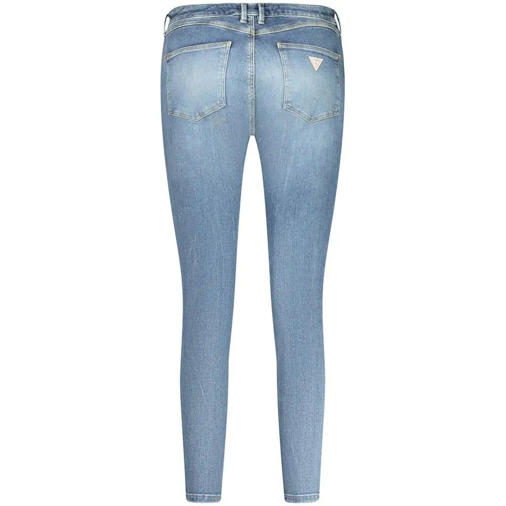 Bagsiden af Guess jeans blue bomuldsjeans med slim fit og trekantet logo