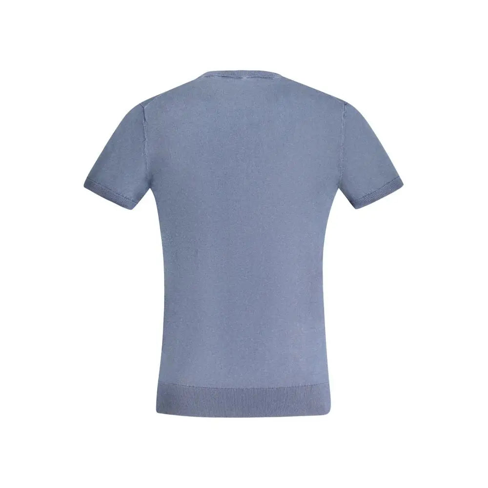 Guess Jeans blå bomuldssweater, lys blå strikket-shirt med ribkant