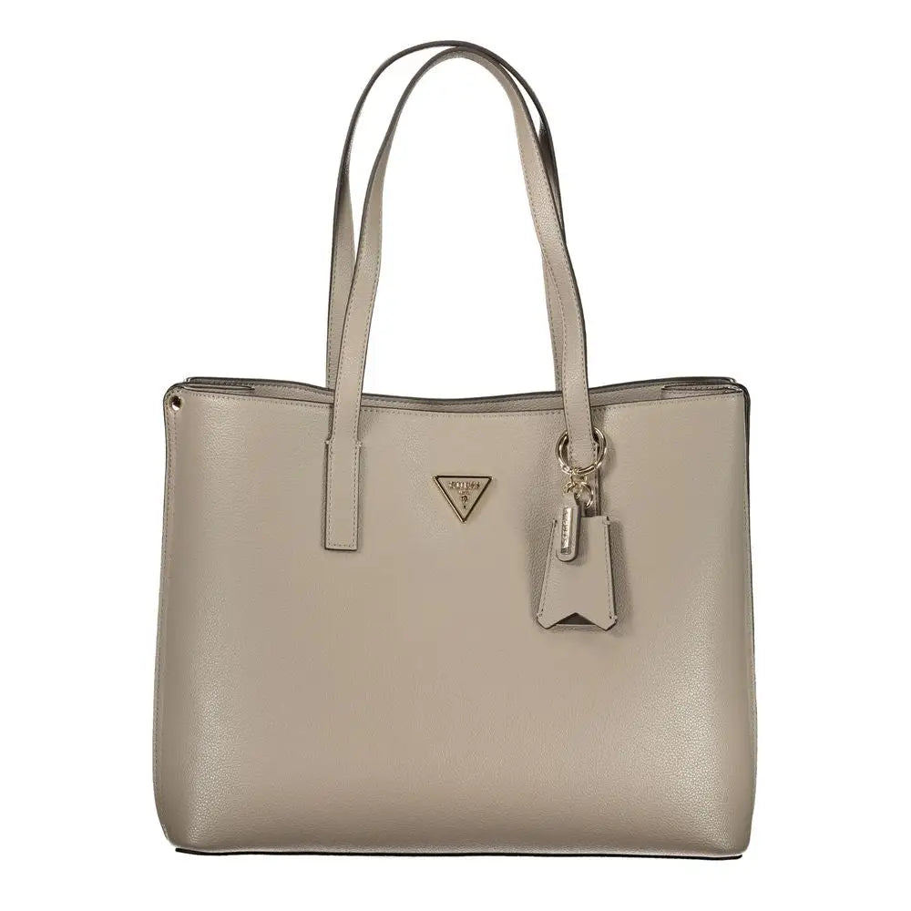 Elegante borsa Guess Jeans Grigio Poliuretano in taupe scamosciata