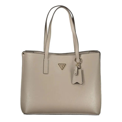 Elegante borsa Guess Jeans Grigio Poliuretano in taupe scamosciata