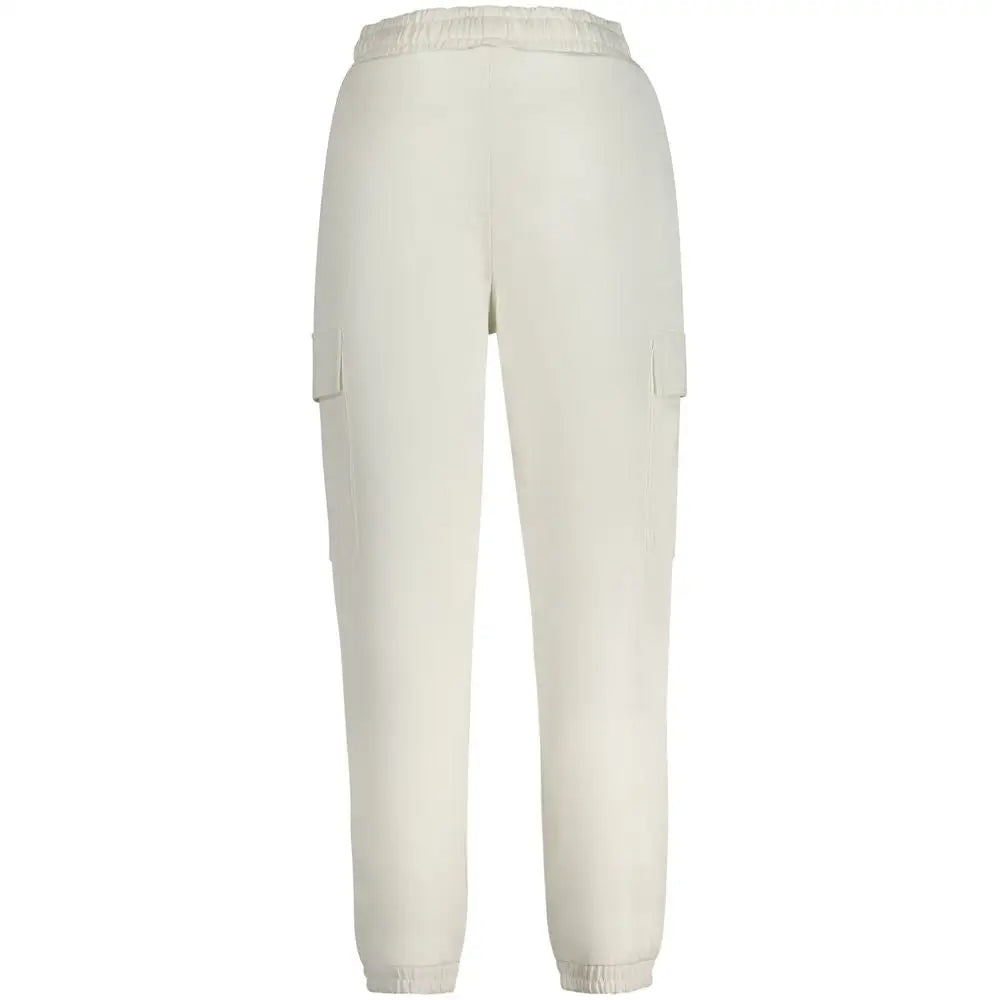 Guess Jeans hvide bomuldsbukser med elastik talje og ribbed manchetter
