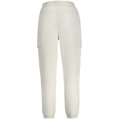 Guess Jeans hvide bomuldsbukser med elastik talje og ribbed manchetter