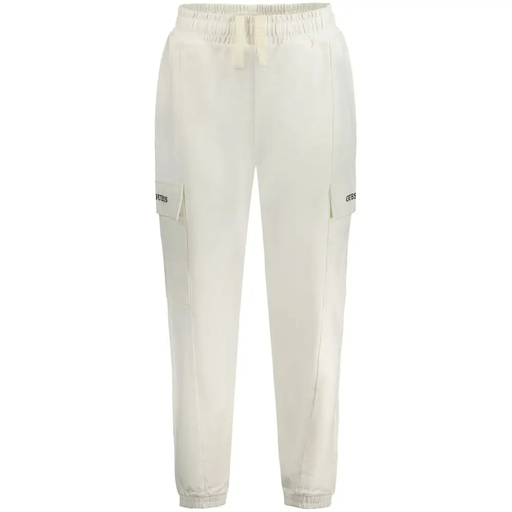 Guess Jeans hvide bomuldsbukser med elastik og Guess-logo