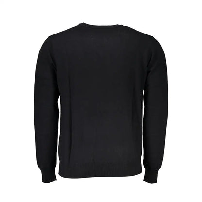 Elegant Harmont & Blaine V-neck sort sweater med broderi og ribkant, spar 30-70%