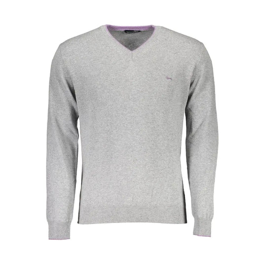 Harmont & Blaine grå uldtrøje med lilla krave i 100% originale brands outlet