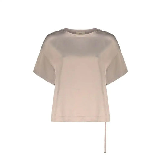 Herno beige acetate blouse med sheer skulderpanel og sideknude