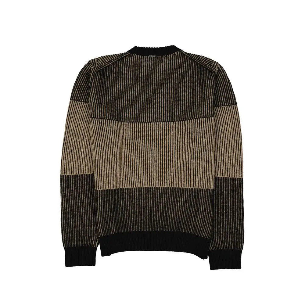 Hernos outlet mærkevare: Ribbed uldsweater i sort og beige, 100% original