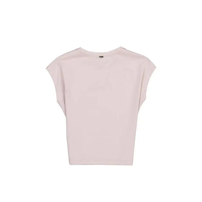 Herno multicolor cotton t-shirt i blød blush pink, kortærmet crop top