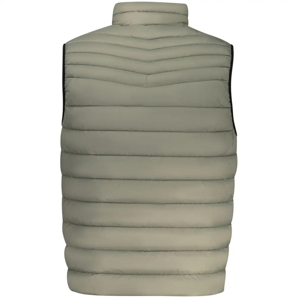 Sleek Hugo Boss Verde Poliammide olive-green quilted vest with high collar and black trim