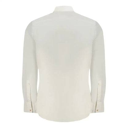 Hugo Boss white cotton herreshirt med klassisk krave og knapede manchetter