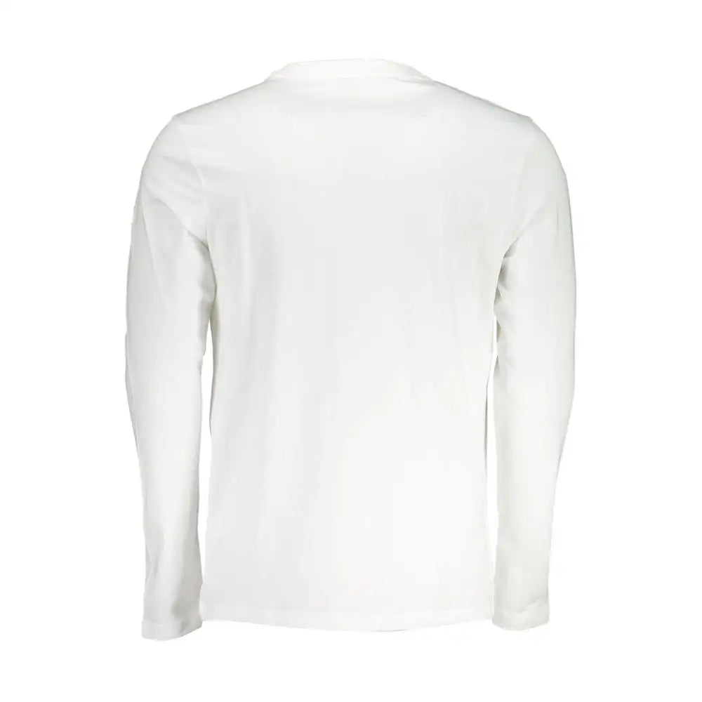 Hugo Boss hvid økologisk bomuld herret-shirt med langærmet crew neck design