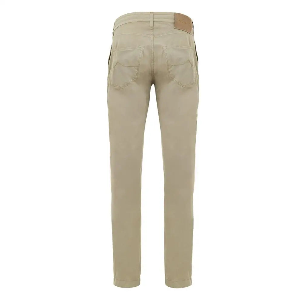 Jacob Cohen beige bomuld casual bukser med klassisk bagside og læderpatch